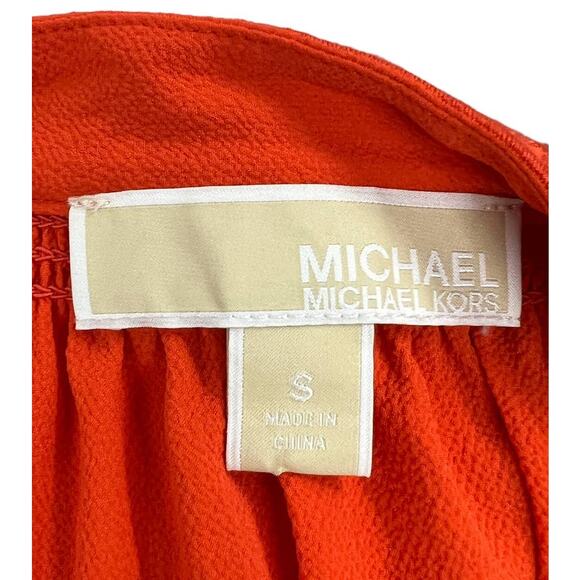 MICHAEL KORS Long Sleeve V-Neck Orange Tassel Top - Picture 3 of 10